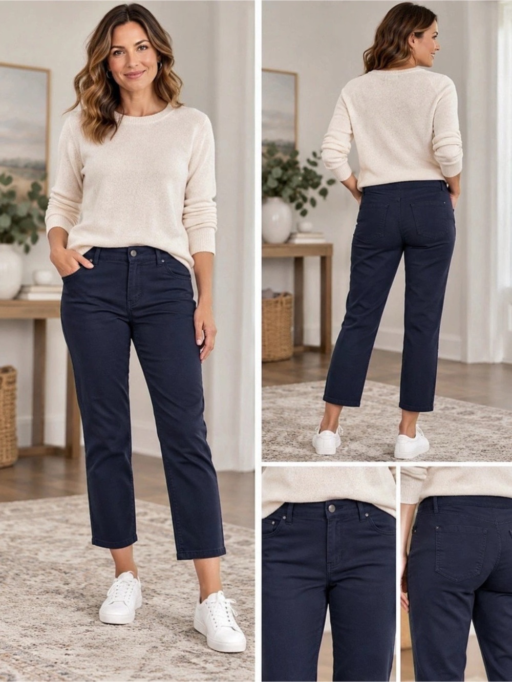 uz daiborne Cropped Straight Leg Pants in Blue Size 10